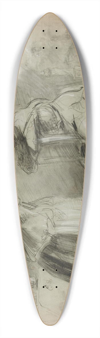 Thomas Nast - Woman and Jester 39.3 inch art pintail longboard deck