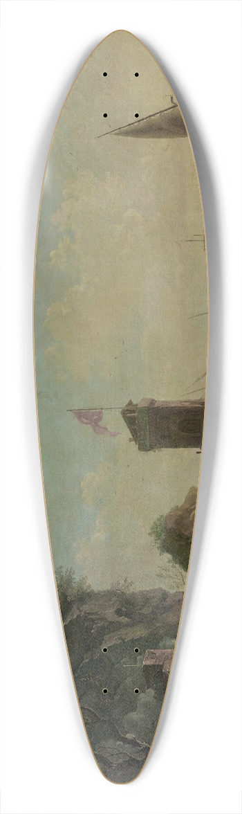 Thomas Patch - A Mediterranean seaport with fisherfolk in the foreground 39.3 inch art pintail longboard deck
