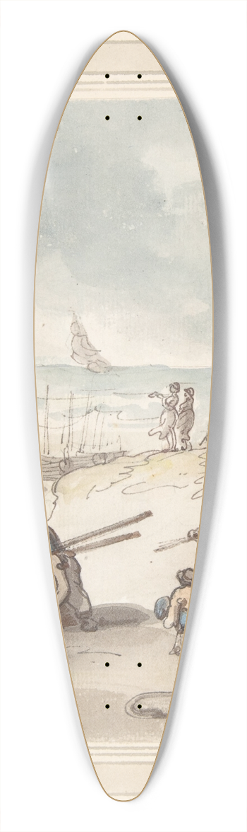 Thomas Rowlandson - Figures by the Seashore 39.3 inch art pintail longboard deck