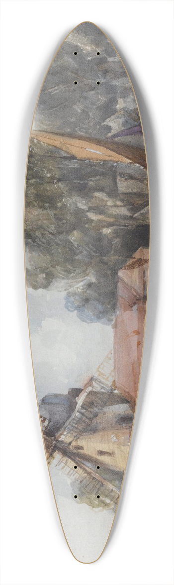 Thomas Shotter Boys - A Wherry Passing A Windmill And Farm Buildings 39.3 inch art pintail longboard deck