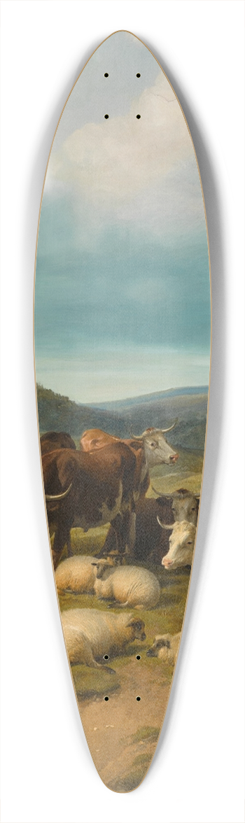 Thomas Sidney Cooper - Cattle and Sheep at a Watering Place 39.3 inch art pintail longboard deck
