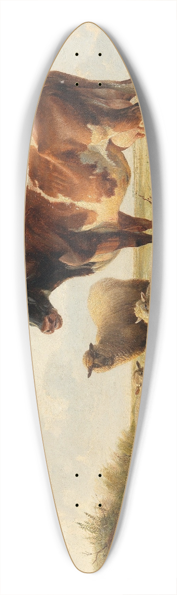 Thomas Sidney Cooper - Sheep And Cows In The Meadow 39.3 inch art pintail longboard deck