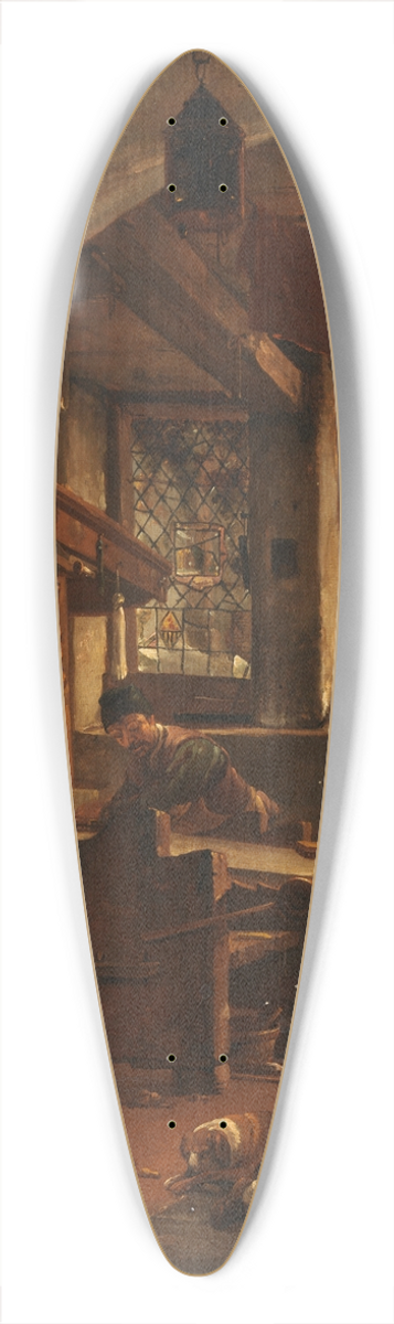 Thomas Wijck - Interior of a Weavers Cottage 39.3 inch art pintail longboard deck