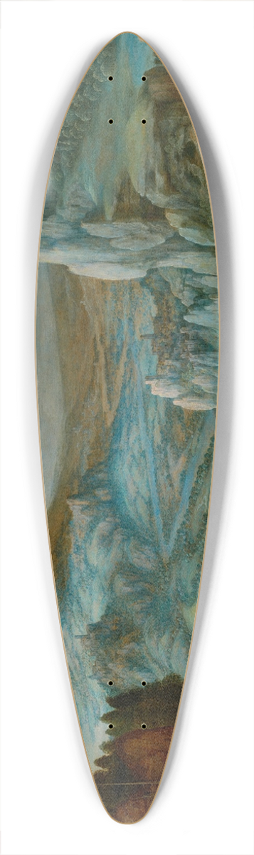 Tobias Verhaecht - An extensive mountainous landscape with travellers on a path 39.3 inch art pintail longboard deck