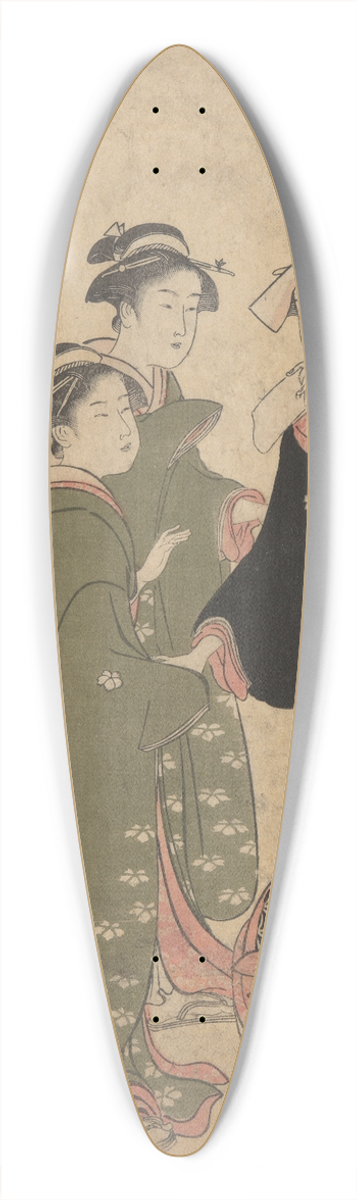 Torii Kiyonaga - Courtesan Followed by Shinso and Two Kamuro 39.3 inch art pintail longboard deck