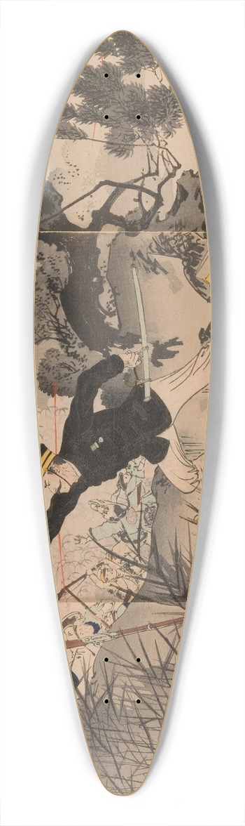 Toshikata Mizuno - The Bravery of Captain Matsuzaki during the Great Fierce Battle at Anseong Crossing 39.3 inch art pintail longboard deck