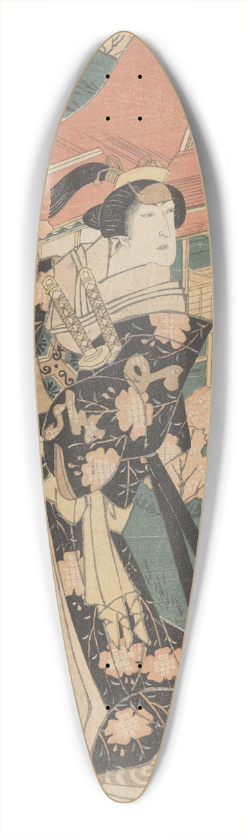 Toyokuni Utagawa - Actor Holding Cherry Blossom 39.3 inch art pintail longboard deck