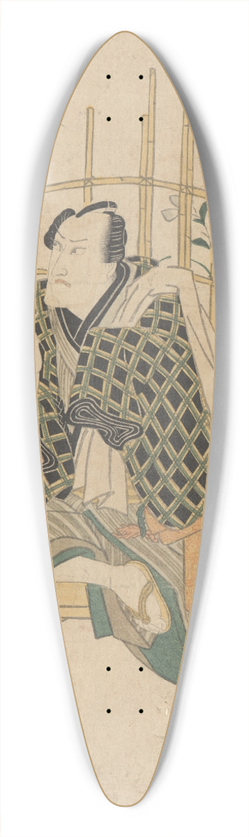 Toyokuni Utagawa - Actor on Bench (flowers and bamboo in background) 39.3 inch art pintail longboard deck