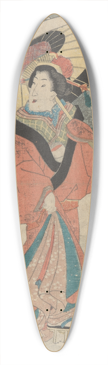 Toyokuni Utagawa - Snow Print; Woman with Umbrella 39.3 inch art pintail longboard deck