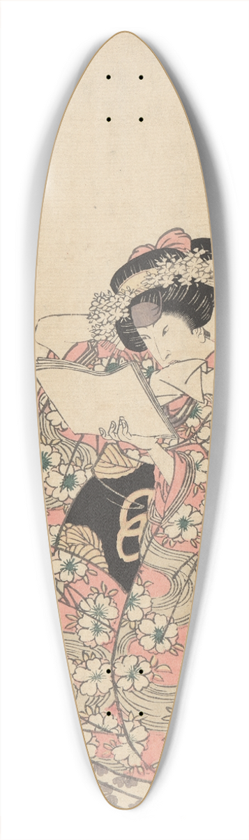 Toyokuni Utagawa - Woman in Elaborate Flowered Kimono, Reading Letter 39.3 inch art pintail longboard deck