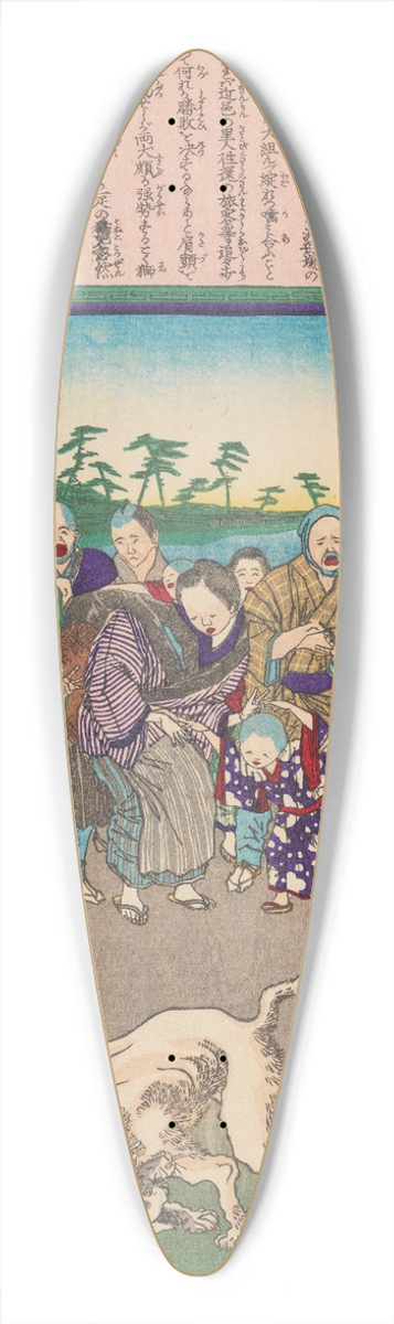 Tsukioka Yoshitoshi - A Cat Interrupts a Dogfight to Avenge the Death of Her Mother 39.3 inch art pintail longboard deck