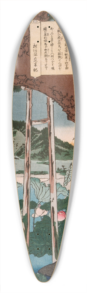 Tsukioka Yoshitoshi - Evening Bell at the Temple Ktokuji 39.3 inch art pintail longboard deck