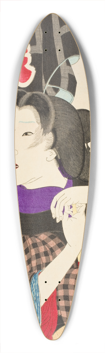 Tsukioka Yoshitoshi - Expectant; The Appearance of a Firemans Wife in the Kaei Era 39.3 inch art pintail longboard deck
