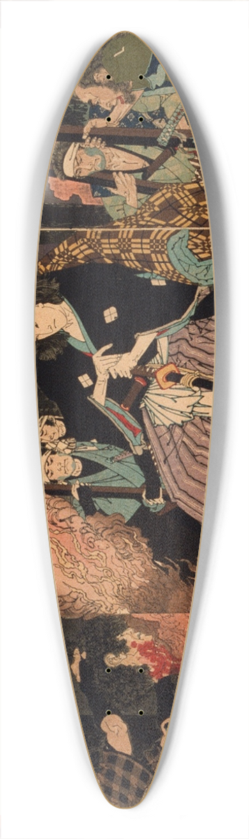 Tsukioka Yoshitoshi - Kogakure no Kiritar Saving Seiriki at tawara 39.3 inch art pintail longboard deck