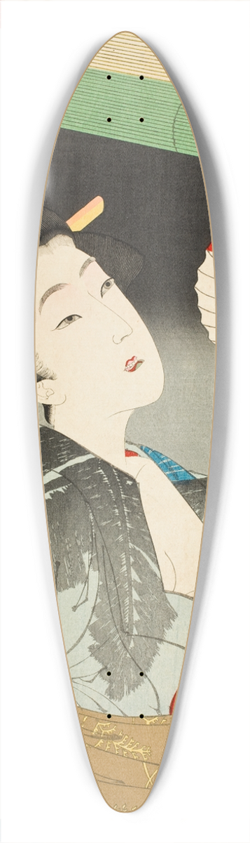 Tsukioka Yoshitoshi - Looking Observant; The Appearance of a Kyoto Waitress of the Meiji Era 39.3 inch art pintail longboard deck