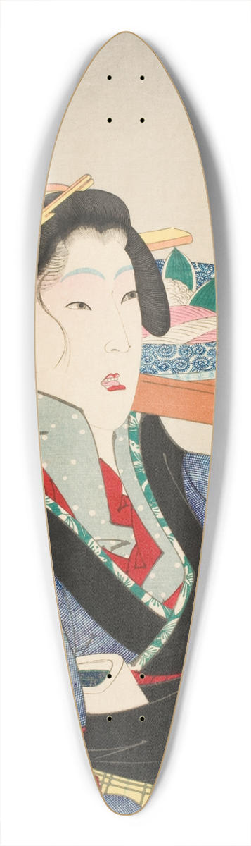 Tsukioka Yoshitoshi - Looking Weighed Down; The Manner of a Waitress at Fukagawa in the Tenp Era 39.3 inch art pintail longboard deck