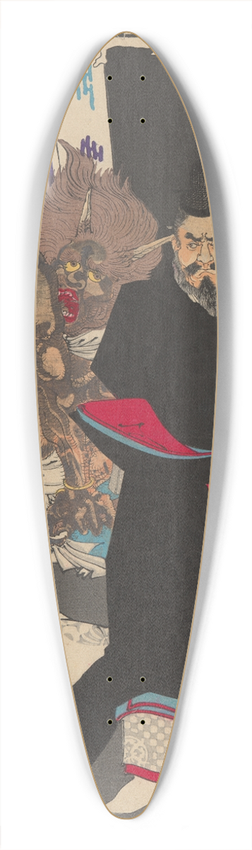 Tsukioka Yoshitoshi - Lord Sadanobu, in His Palace at Night, on Guard against an Eerie Presence 39.3 inch art pintail longboard deck