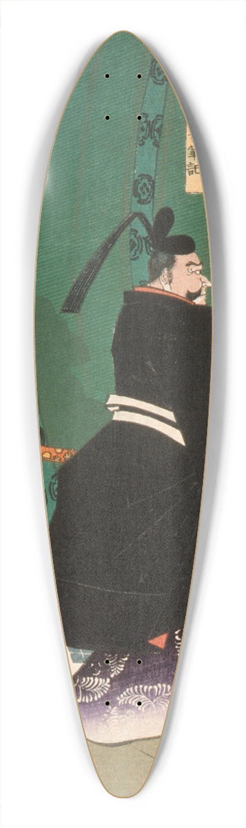 Tsukioka Yoshitoshi - Lord Sadanobu with a Demon behind a Screen 39.3 inch art pintail longboard deck