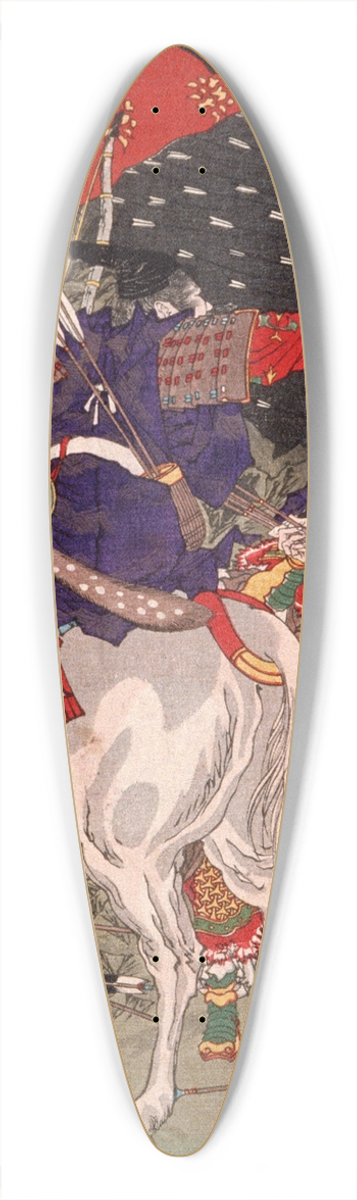 Tsukioka Yoshitoshi - Sakanoue Tamuramaro in Rain of Arrows 39.3 inch art pintail longboard deck