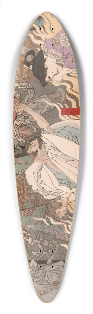 Tsukioka Yoshitoshi - The Fever of Taira no Kiyomori 39.3 inch art pintail longboard deck