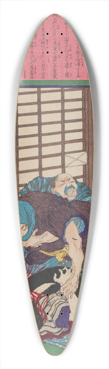 Tsukioka Yoshitoshi - The Murder of Shin, the Teachers Daughter, in Honjo 39.3 inch art pintail longboard deck