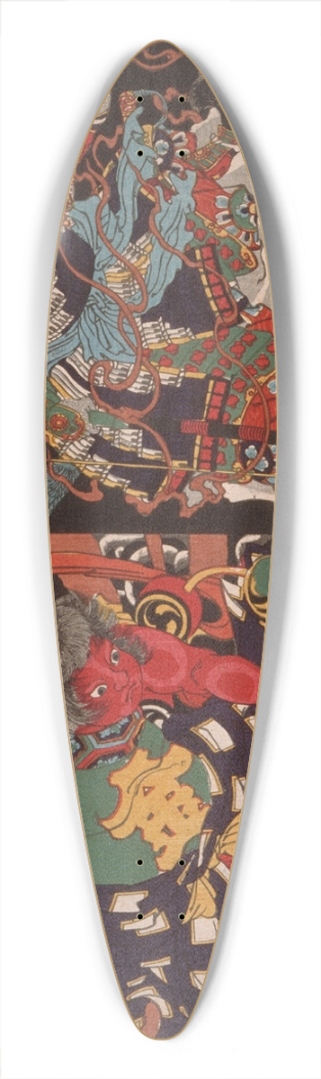 Tsukioka Yoshitoshi - Warrior on Skull; Kintoki Overpowering a Demon 39.3 inch art pintail longboard deck