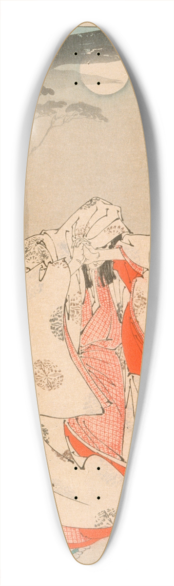 Tsukioka Yoshitoshi - Yokobue Waiting from Takiguchi Tokiyori by Moonlight at Hrinji 39.3 inch art pintail longboard deck