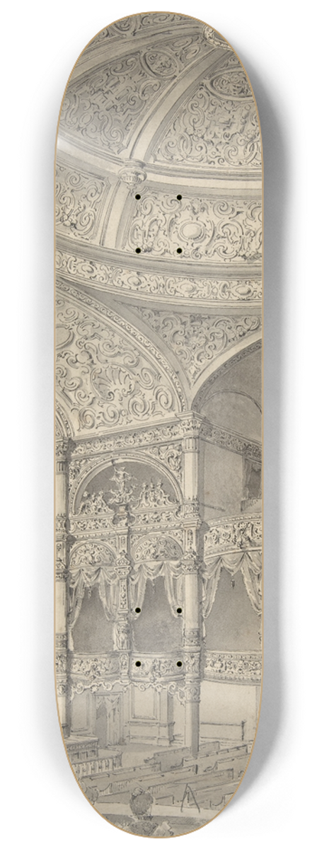 David Roberts - Interior of a theatre 8.25 inch art skate deck