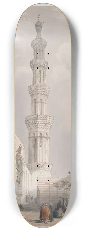David Roberts - Minaret of the principal mosque. Siout, Upper Egypt. 8.25 inch art skate deck