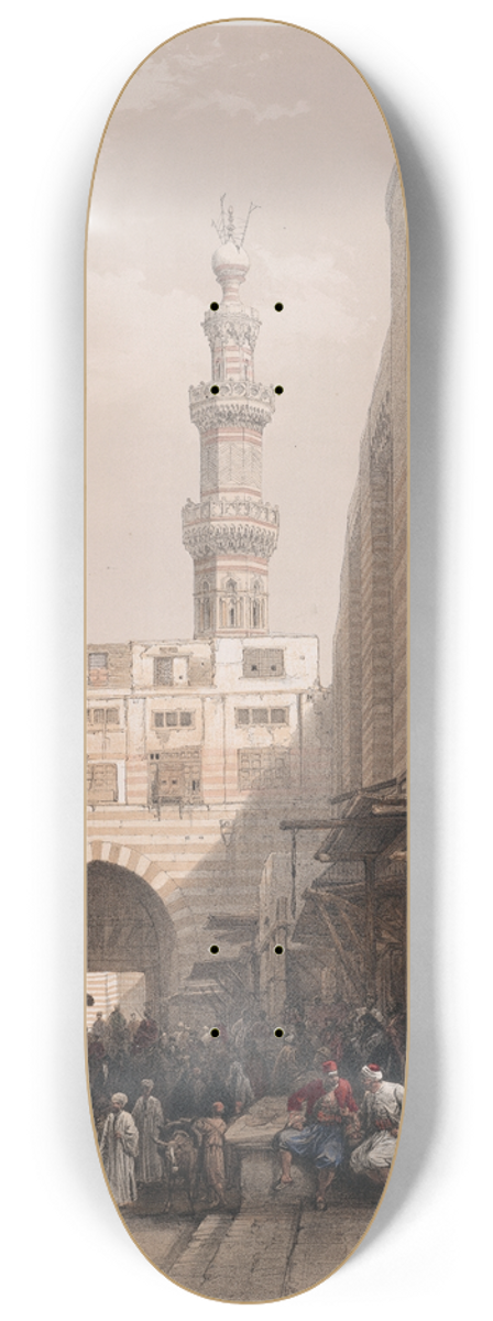 David Roberts - Minarets and grand entrance of the Metwaleys at Cairo. 8.25 inch art skate deck