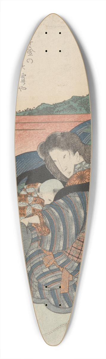 Utagawa Kunimaru - Mother Nursing Child, Leaning on a Bull 39.3 inch art pintail longboard deck