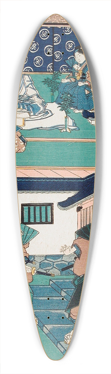 Utagawa Kunisada (Toyokuni III) - Act IV; Enya Asking for Yuranosuke before Committing Suicide; Yuranosuke Shows the Sword Used for Suicide to Enyas Retainers 39.3 inch art pintail longboard deck