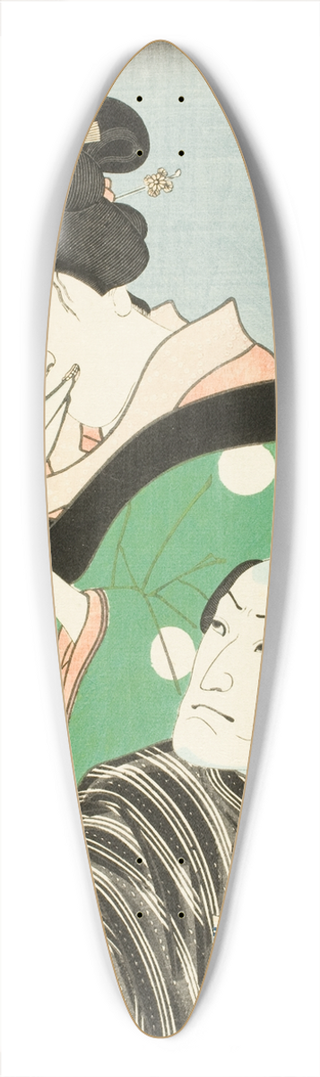 Utagawa Kunisada (Toyokuni III) - Actors in Roles of Kanpeis wife, Okaru and Ichimonjiya Saibei from the Play Chshingura 39.3 inch art pintail longboard deck