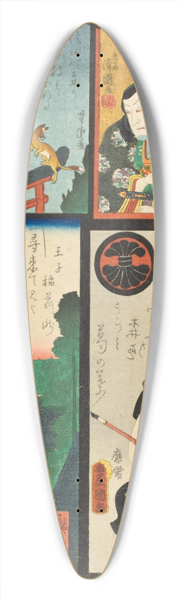 Utagawa Kunisada (Toyokuni III) -  Brigade, Extra (Bangai), ji; Actors Segawa Senjo as Kuzunoha and Kawarazaki Gonjr I as Abe no Yasuna 39.3 inch art pintail longboard deck