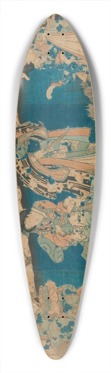 Utagawa Kunisada (Toyokuni III) - Courtesans and a Modern Genji Drinking from Floating Cups 39.3 inch art pintail longboard deck