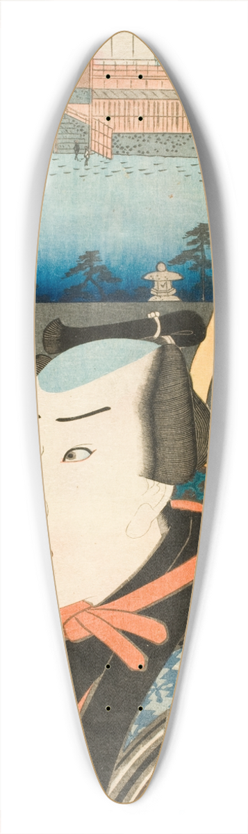 Utagawa Kunisada (Toyokuni III) - Ebiya Restaurant; Ichikawa Danjr VIII in the role of Ebizako no J 39.3 inch art pintail longboard deck