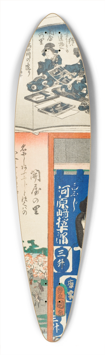 Utagawa Kunisada (Toyokuni III) - Kakuta Brigade, Extra (Bangai), Sekiya no sato; Actor Kawarazaki Gonjr I as Shirafuji 39.3 inch art pintail longboard deck