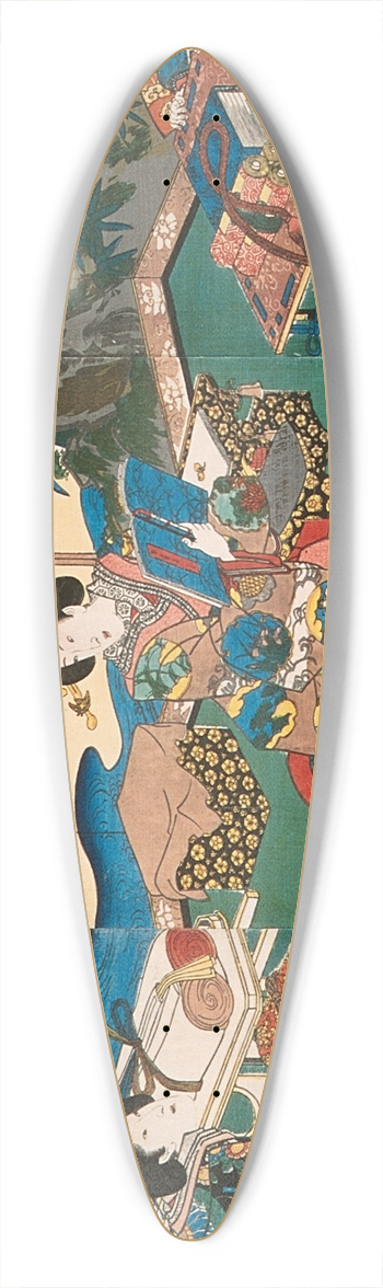 Utagawa Kunisada (Toyokuni III) - Reading 39.3 inch art pintail longboard deck