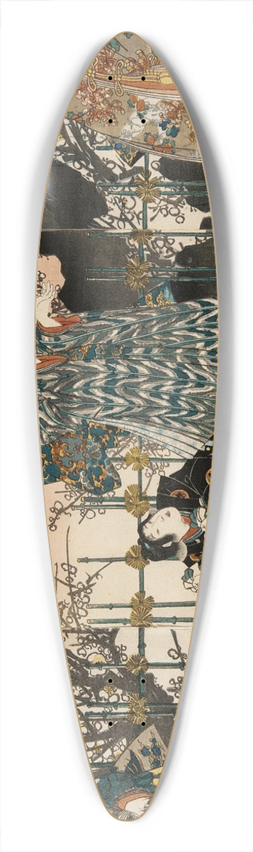 Utagawa Kunisada (Toyokuni III) - The First Lunar Month 39.3 inch art pintail longboard deck
