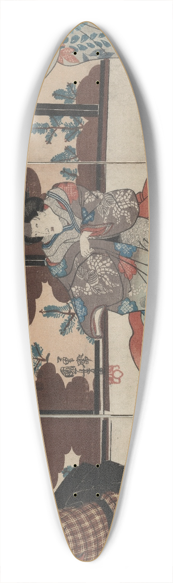 Utagawa Kuniyoshi - Tsubone iwafuji chr onoe meshitukai hatsu 39.3 inch art pintail longboard deck