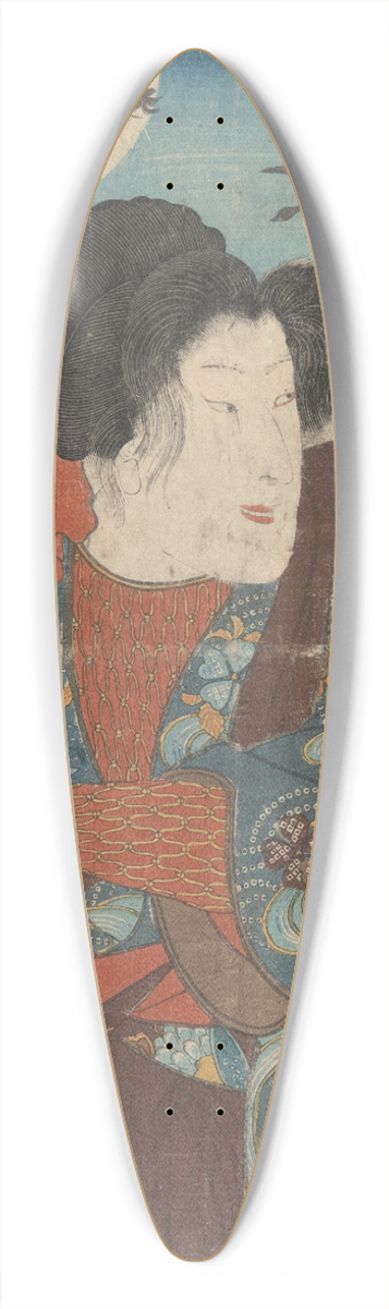 Utagawa Kuniyoshi - Warrior Unsheathing a Sword (flying geese) 39.3 inch art pintail longboard deck
