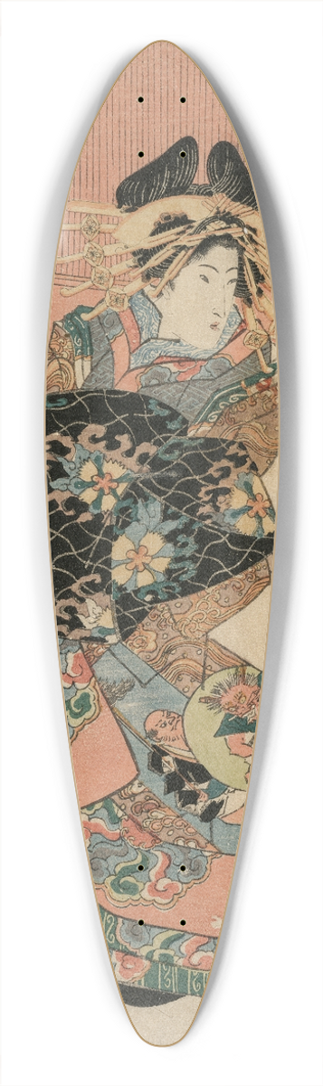 Utagawa Sadakage - The Courtesan Hinaogi of the Daikokuya at the Entrance of Kadomachi 39.3 inch art pintail longboard deck