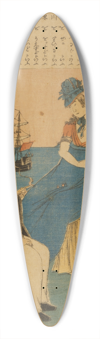Utagawa Yoshiiku - Ikoku kotoba  rango 39.3 inch art pintail longboard deck