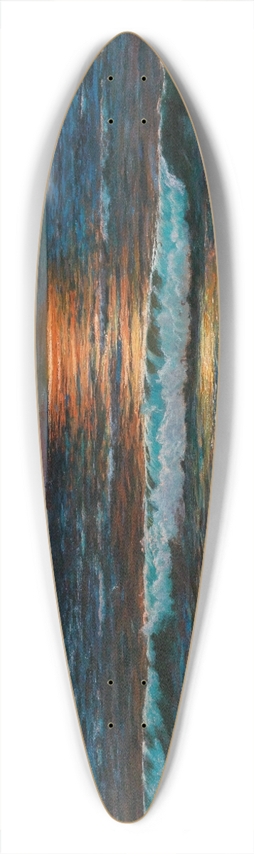Vartan Makhokhian - Sunset on the Seashore 39.3 inch art pintail longboard deck