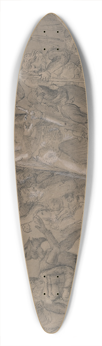Victor Mller - Ein wunderlicher alter Mann weist auf ein vor ihm liegendes Hndchen und richtet das Wort an einen Herrscher, dieser und Umstehende greifen zu ihren Waffen 39.3 inch art pintail longboard deck