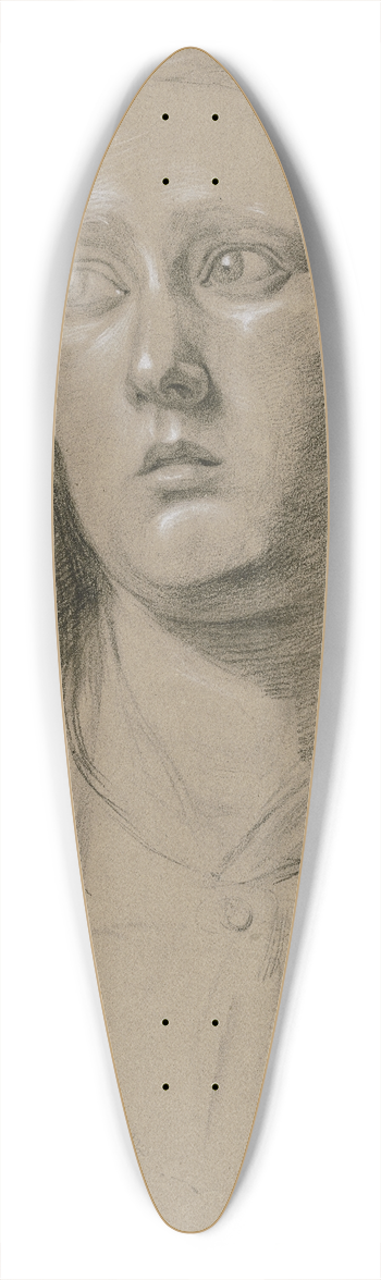 Victor Mller - Kopf einer Frau in Vorderansicht, den bangen Blick nach links gerichtet 39.3 inch art pintail longboard deck