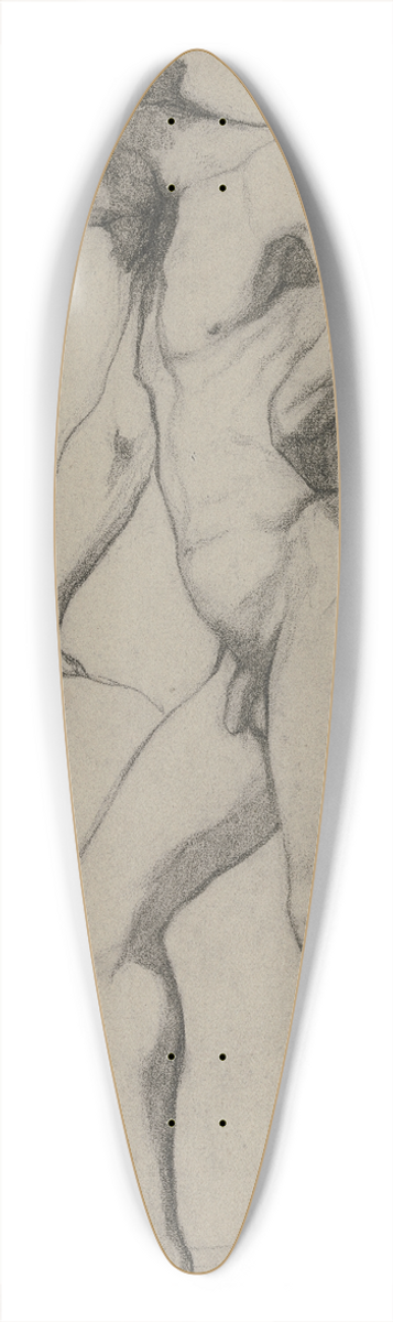 Victor Mller - Stehender mnnlicher Akt nach links, mit gesenktem Kopf, die Linke in die Hfte gesttzt 39.3 inch art pintail longboard deck