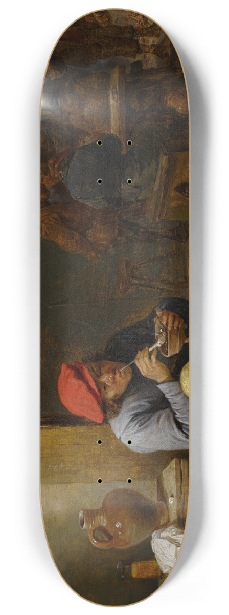 David Teniers The Younger - Farmer in a Tavern, Lighting his Pipe 8.25 inch art skate deck
