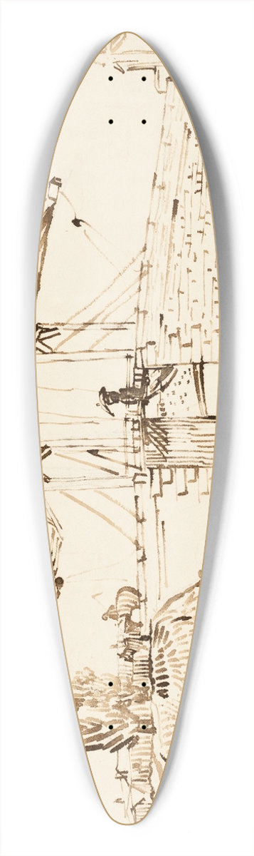 Vincent van Gogh - The Langlois Bridge 39.3 inch art pintail longboard deck