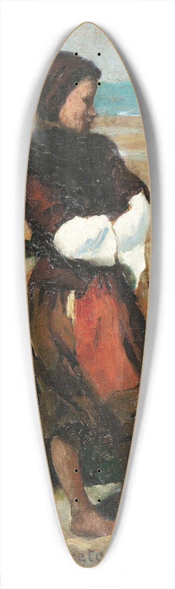 Virginie Demont-Breton - Breton woman on the beach 39.3 inch art pintail longboard deck